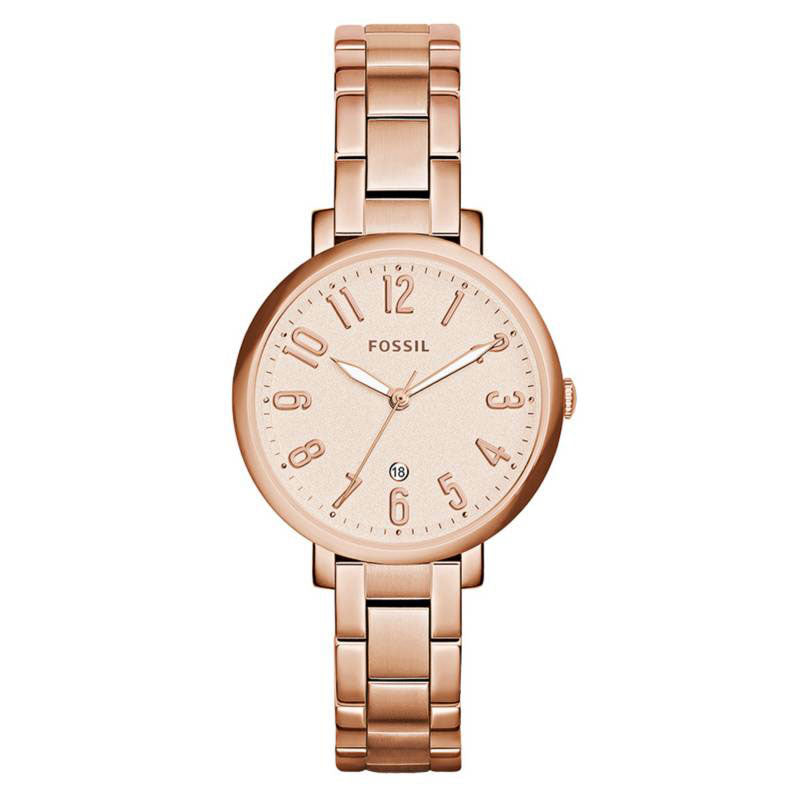 Fossil Jacqueline Rose Gold Dial Rose Gold Steel Strap Watch for Women - ES3970 Buy Now By Fossil