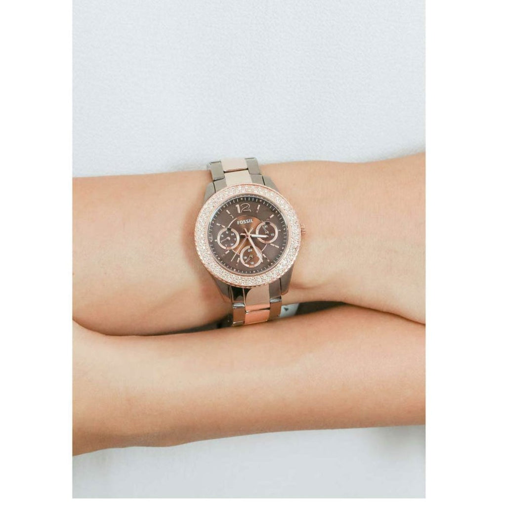 Fossil Stella Multifunction Brown Dial Two Tone Steel Strap Watch for Women - ES4079 Buy Now By Fossil
