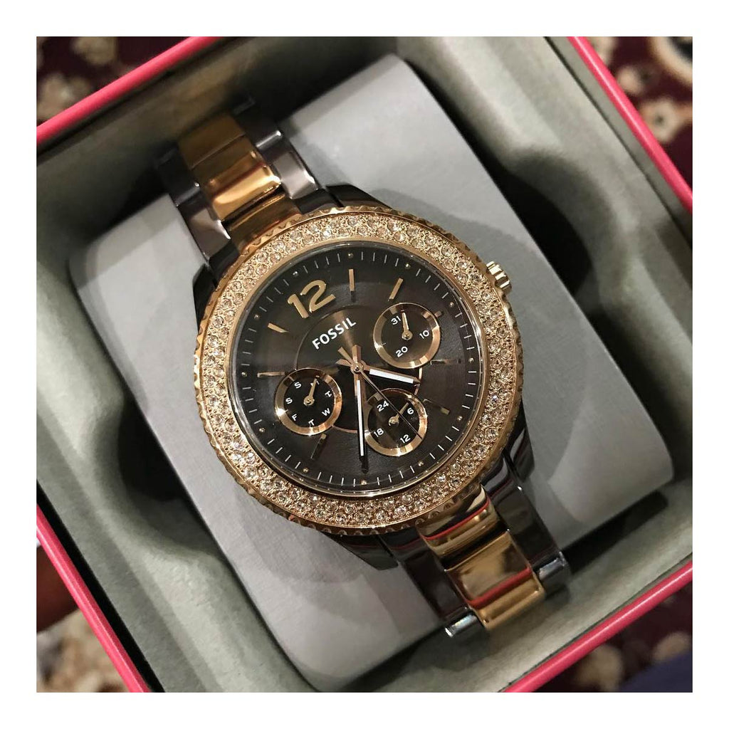 Fossil Stella Multifunction Brown Dial Two Tone Steel Strap Watch for Women - ES4079 Buy Now By Fossil