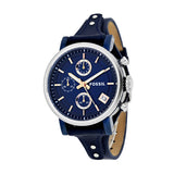 Fossil Boyfriend Sport Chronograph Blue Dial Blue Leather Strap Watch for Women - ES4113 Buy Now By Fossil