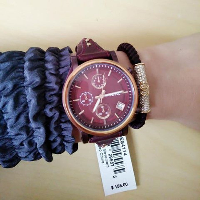 Fossil Original Boyfriend Sport Chronograph Maroon Dial Maroon Leather Strap Watch for Women - ES4114 Buy Now By Fossil