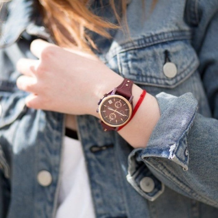 Fossil Original Boyfriend Sport Chronograph Maroon Dial Maroon Leather Strap Watch for Women - ES4114 Buy Now By Fossil