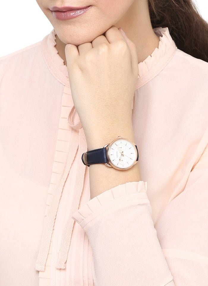 Fossil Tailor White Dial Blue Leather Strap Watch for Women - ES4260 Buy Now By Fossil