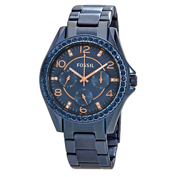Fossil Riley Quartz Blue Dial Blue Steel Strap Watch for Women - ES4294 Buy Now By Fossil