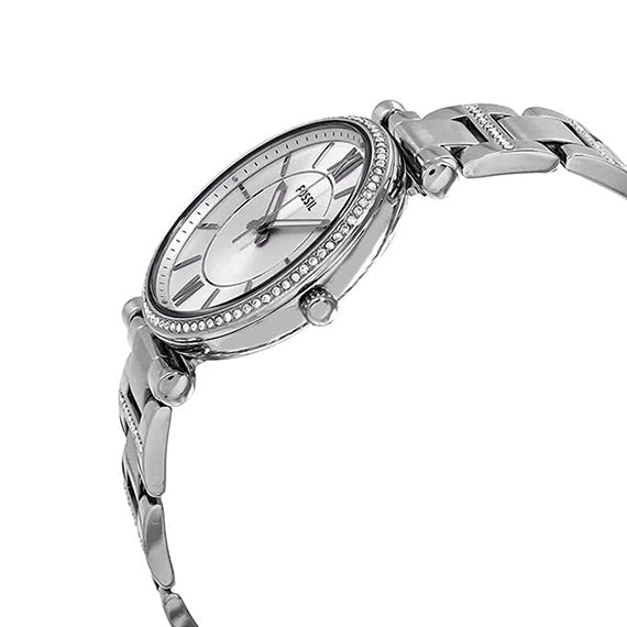 Fossil Carlie Silver Dial Silver Steel Strap Watch for Women - ES4341 Buy Now By Fossil