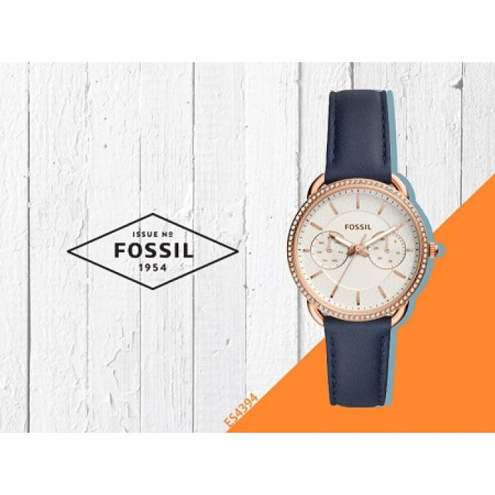 Fossil Tailor White Dial Blue Leather Strap Watch for Women - ES4394 Buy Now By Fossil