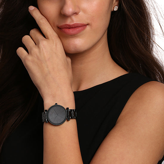 Fossil Carlie Black Dial Black Steel Strap Watch for Women - ES4488 Buy Now By Fossil