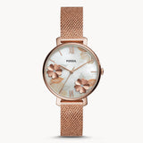 Fossil Jacqueline Three-Hand White Dial Rose Gold Mesh Bracelet Watch for Women - ES4534 Buy Now By Fossil