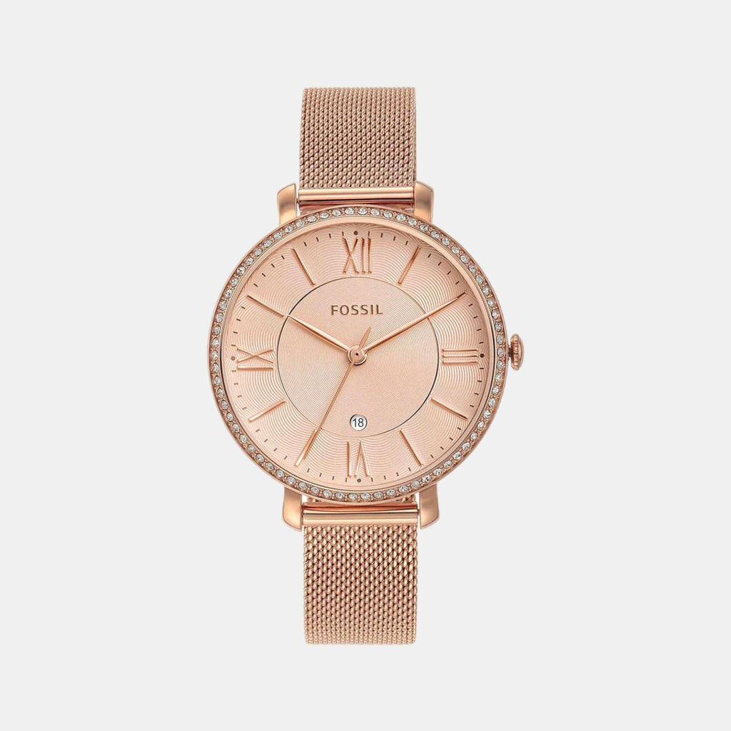 Fossil Jacqueline Quartz Rose Gold Dial Rose Gold Mesh Strap Watch for Women - ES4628 Buy Now By Fossil