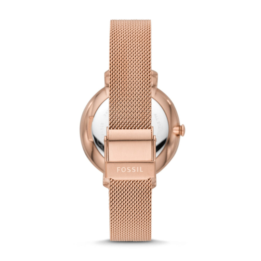 Fossil Jacqueline Quartz Rose Gold Dial Rose Gold Mesh Strap Watch for Women - ES4628 Buy Now By Fossil