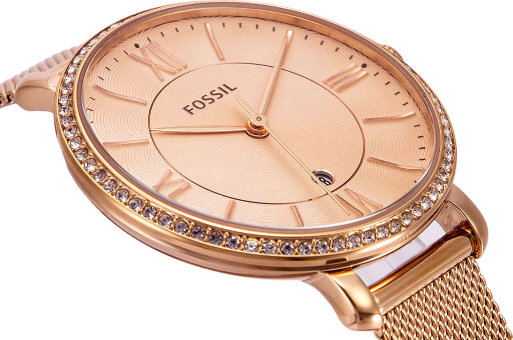 Fossil Jacqueline Quartz Rose Gold Dial Rose Gold Mesh Strap Watch for Women - ES4628 Buy Now By Fossil