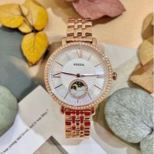 Fossil Jacqueline Analog Moonphase Mother of Pearl White Dial Rose Gold Steel Strap Watch for Women - ES5165 Buy Now By Fossil
