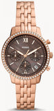 Fossil Neutra Chronograph Mother of Pearl Brown Dial Rose Gold Steel Strap Watch for Women - ES5218 Buy Now By Fossil