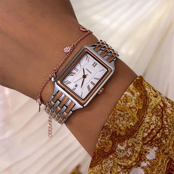 Fossil Raquel Three Hand White Dial Two Tone Steel Strap Watch For Women - ES5222 Buy Now By Fossil