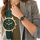 Fossil Neutra Chronograph Green Dial Green Leather Strap Watch for Women - ES5239 Buy Now By Fossil