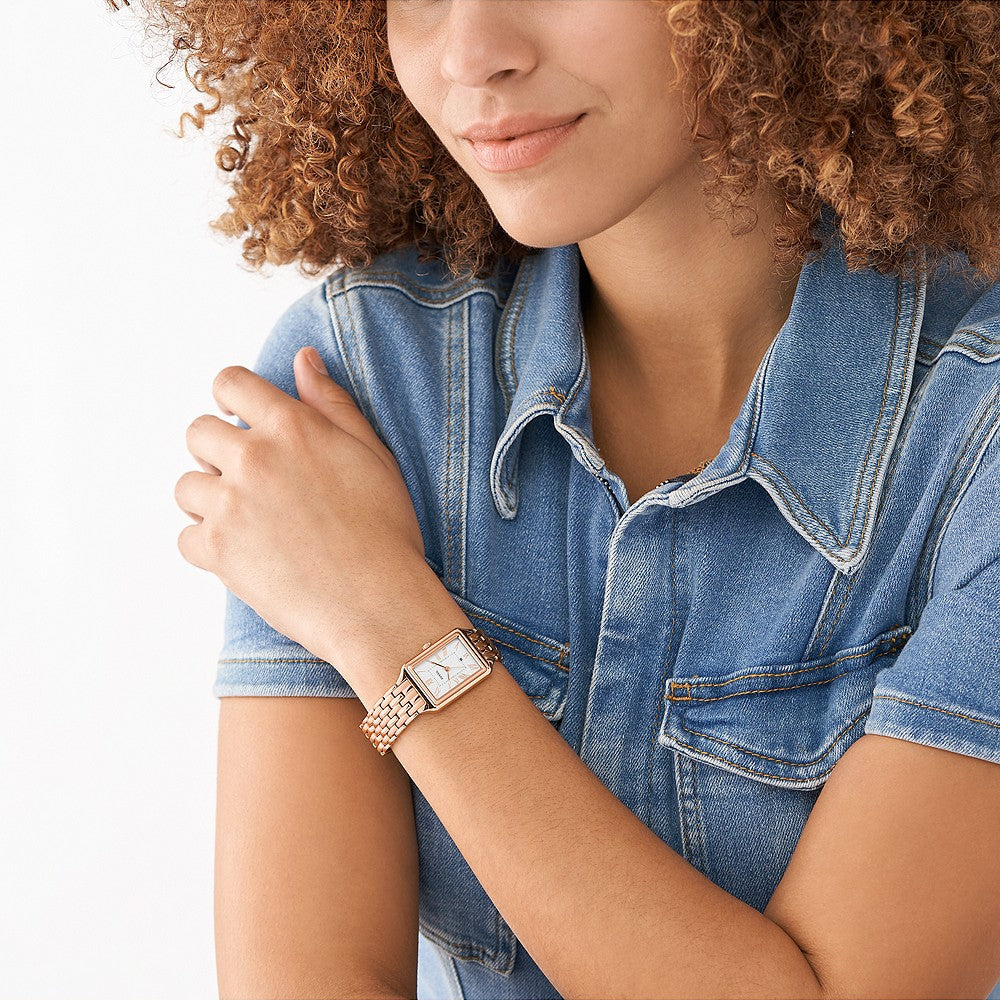 Fossil Raquel Three Hand Date White Dial Rose Gold Steel Strap Watch For Women - ES5271 Buy Now By Fossil