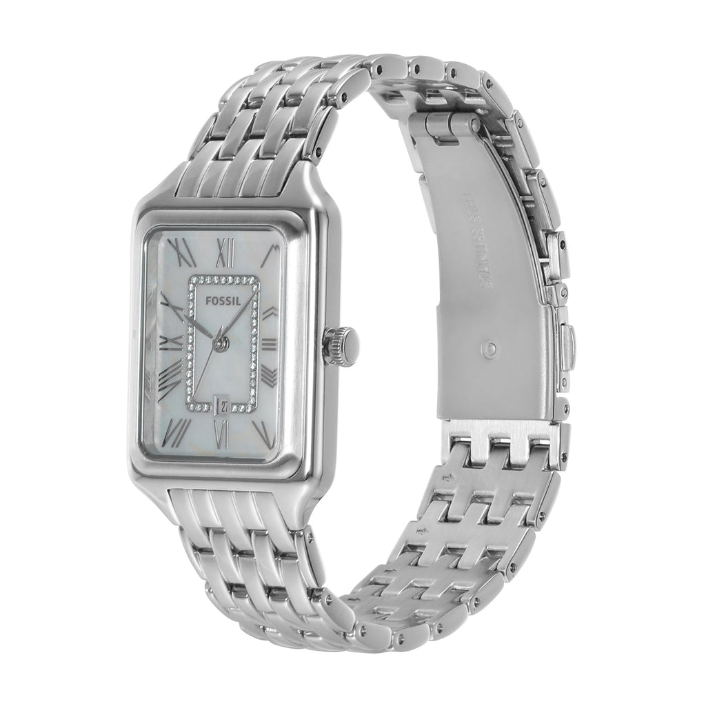Fossil Raquel Three Hand Date Mother of Pearl Dial Silver Steel Strap Watch for Women - ES5306 Buy Now By Fossil