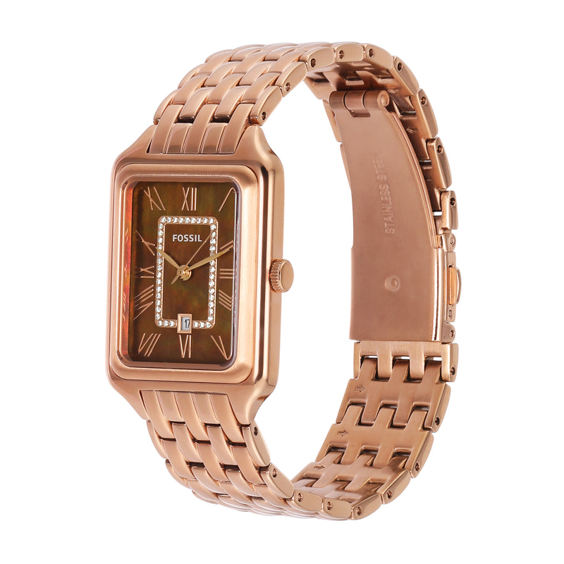Fossil Raquel Three Hand Date Brown Dial Rose Gold Steel Strap Watch For Women - ES5323 Buy Now By Fossil
