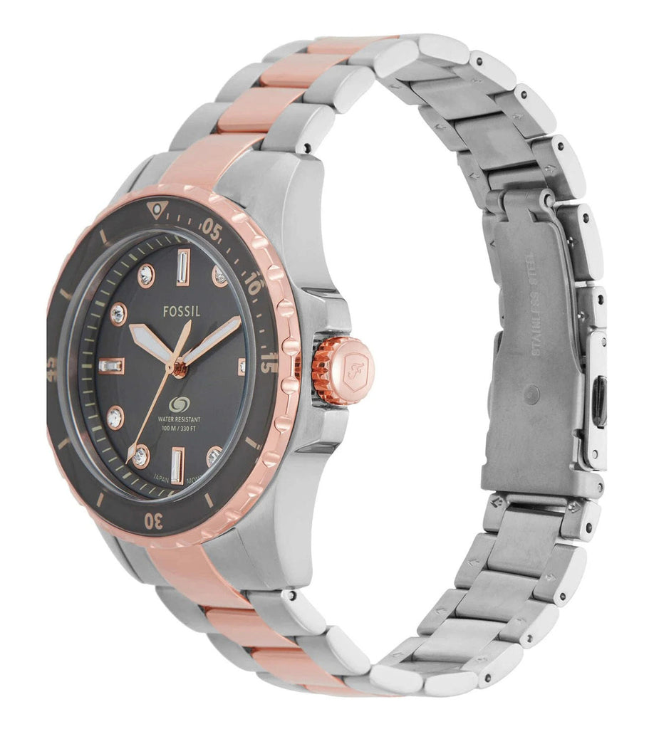 Fossil Blue Dive Three Hand Gray Dial Two Tone Steel Strap Watch For Women - ES5348 Buy Now By Fossil