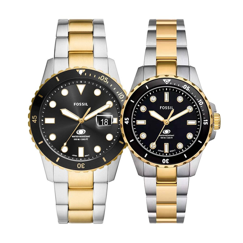 Fossil Blue Dive Three Hand Black Dial Two Tone Steel Strap Watch For Women - ES5349 Buy Now By Fossil