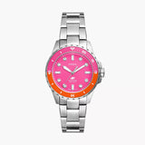 Fossil Blue Dive Analog Pink Dial Silver Steel Strap Watch For Women - ES5351 Buy Now By Fossil