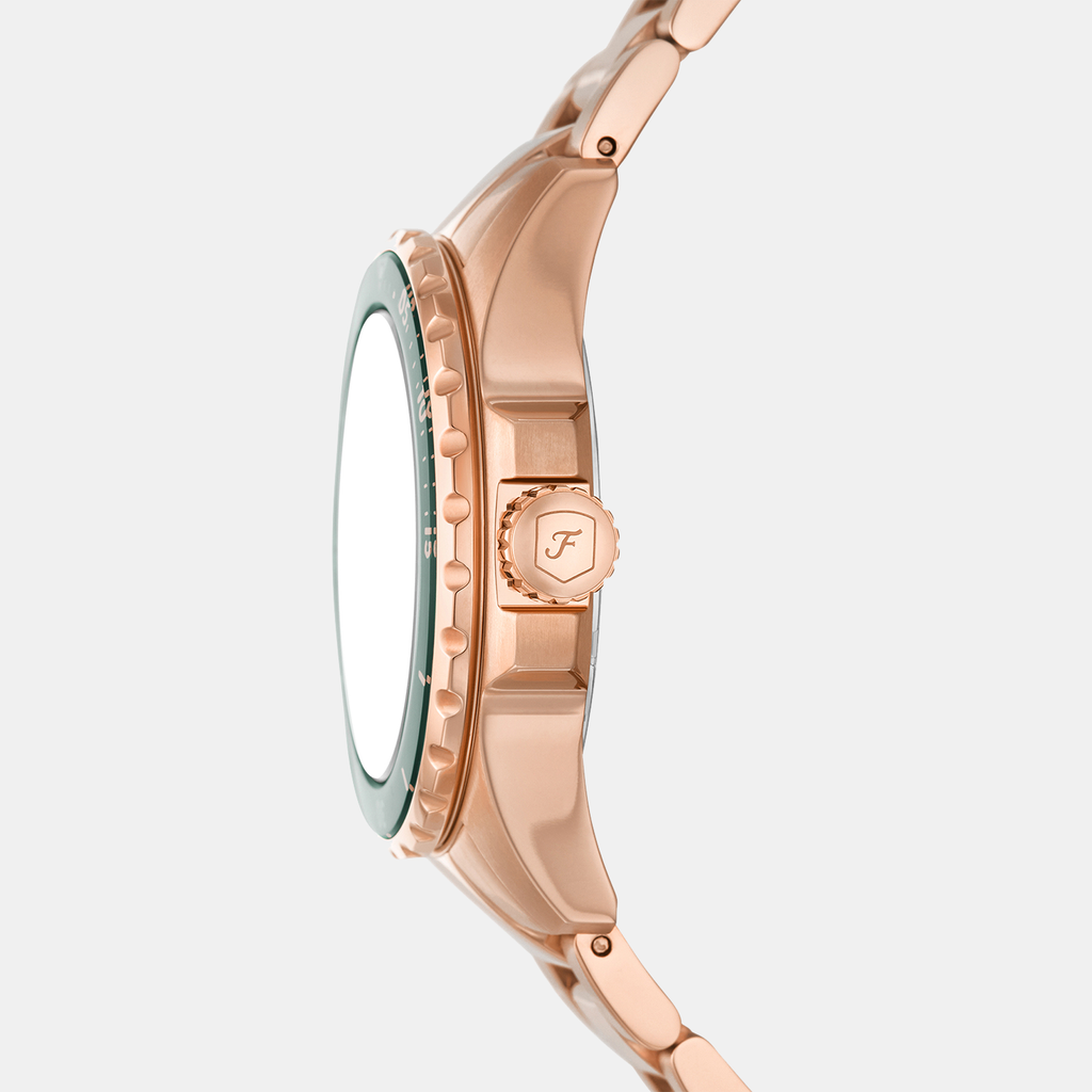 Fossil Blue Dive Three Hand Green Dial Rose Gold Steel Strap Watch For Women - ES5371 Buy Now By Fossil