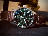 IWC Pilot's Watch Chronograph Edition Racing Green 43mm Green Dial Brown Leather Strap Watch for Men - IW377726 Buy Now By IWC
