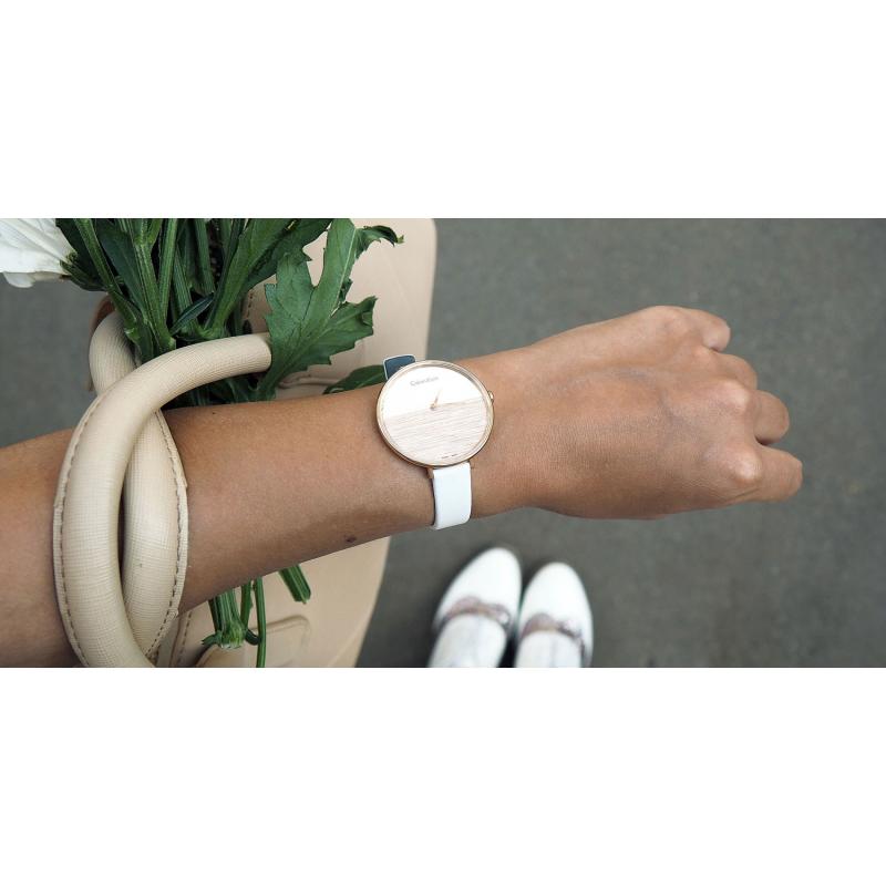 Calvin Klein Rise White Dial White Leather Strap Watch for Women - K7A236LH Buy Now By Calvin Klein