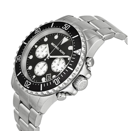 Michael Kors Everest Chronograph Black Dial Silver Steel Strap Watch For Men - MK8256 Buy Now By Michael Kors