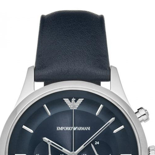 Emporio Armani Lambda Chronograph Blue Dial Blue Leather Strap Watch For Men - AR11018 Buy Now By Emporio Armani