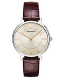 Emporio Armani Dress Quartz Silver Dial Brown Leather Strap Watch For Women - AR11063 Buy Now By Emporio Armani
