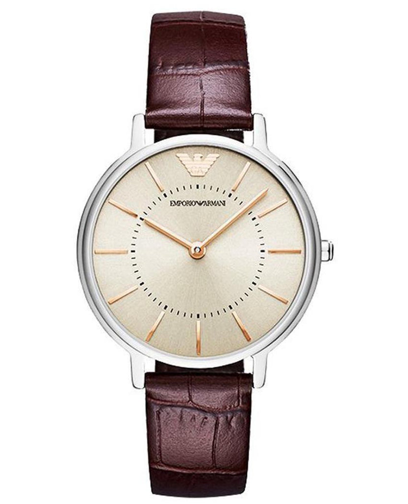 Emporio Armani Dress Quartz Silver Dial Brown Leather Strap Watch For Women - AR11063 Buy Now By Emporio Armani