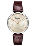 Emporio Armani Dress Quartz Silver Dial Brown Leather Strap Watch For Women - AR11063 Buy Now By Emporio Armani