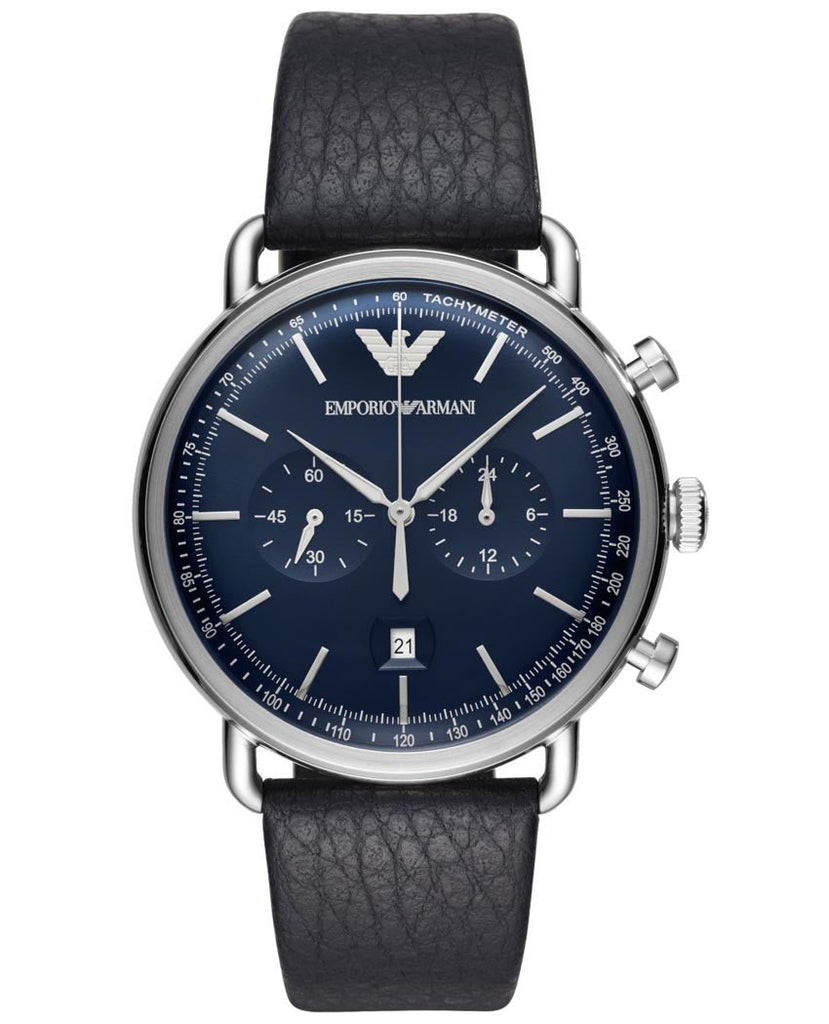 Emporio Armani Aviator Blue Dial Blue Leather Strap Watch For Men - AR11105 Buy Now By Emporio Armani