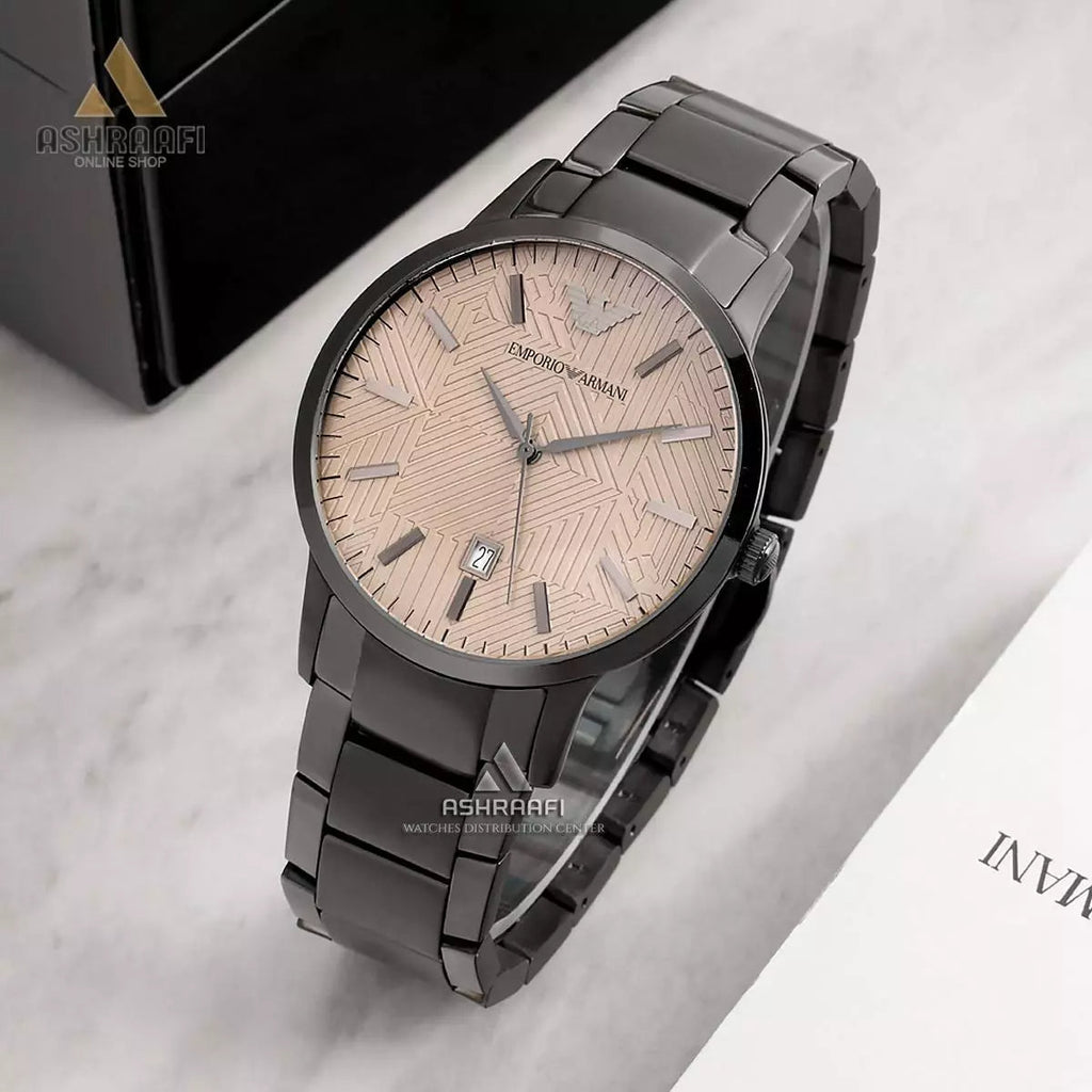 Emporio Armani Renato Quartz Beige Dial Grey Steel Strap Watch For Men - AR11183 Buy Now By Emporio Armani