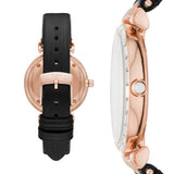 Emporio Armani Gianni T-Bar Mother of Pearl Dial Black Leather Strap Watch For Women - AR11295 Buy Now By Emporio Armani
