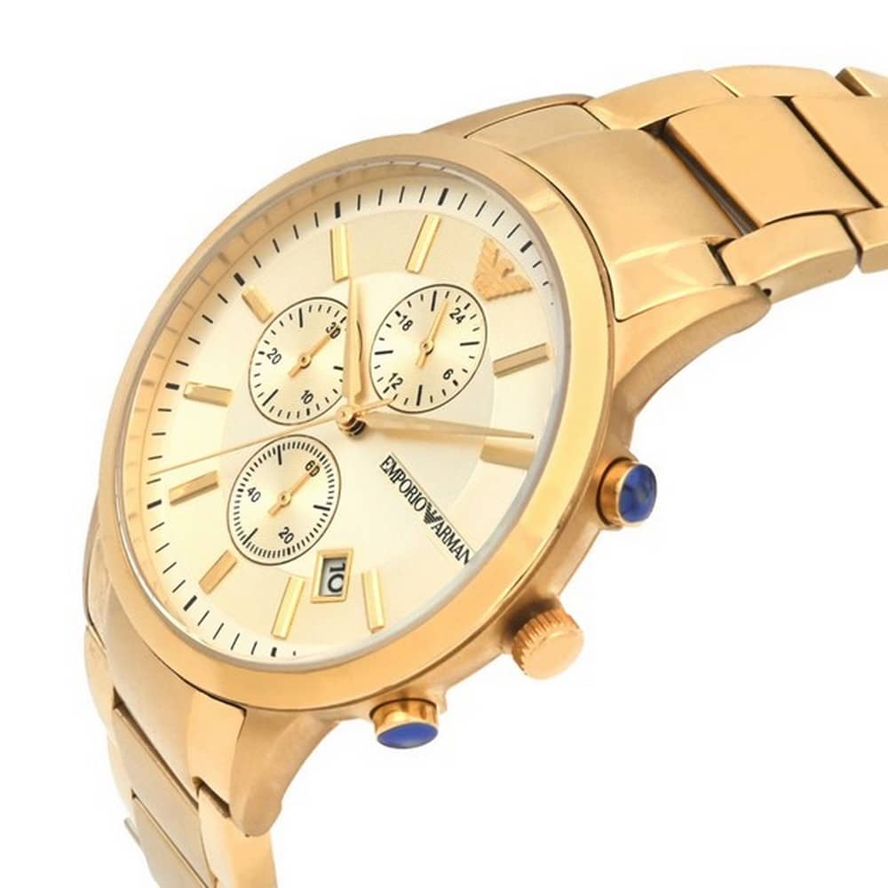 Emporio Armani Renato Chronograph White Dial Gold Steel Strap Watch For Men - AR11332 Buy Now By Emporio Armani