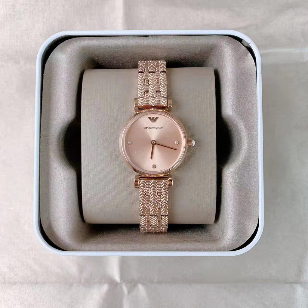 Emporio Armani Gianni T Bar Quartz Rose Gold Dial Rose Gold Steel Strap Watch For Women - AR11342 Buy Now By Emporio Armani