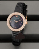 Emporio Armani Aviator Crystals Mother of Pearl Black Dial Black Silicon Strap Watch For Women - AR11373 Buy Now By Emporio Armani