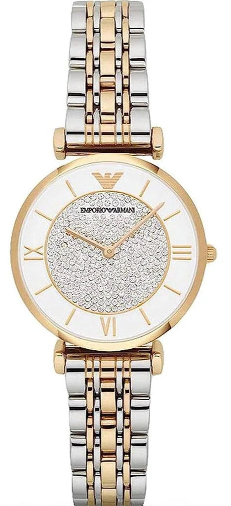 Emporio Armani Gianni T Bar Analog White Dial Two Tone Steel Strap Watch For Women - AR2076 Buy Now By Emporio Armani