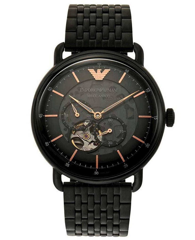 Emporio Armani Automatic Multifunction Black Dial Black Mesh Bracelet Watch For Men - AR60025 Buy Now By Emporio Armani