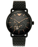 Emporio Armani Automatic Multifunction Black Dial Black Mesh Bracelet Watch For Men - AR60025 Buy Now By Emporio Armani