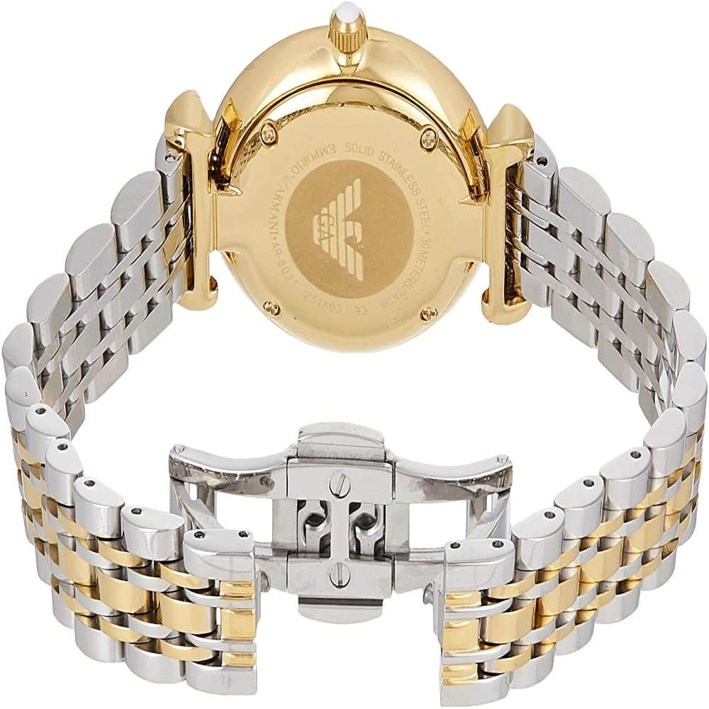 Emporio Armani Gianni T Bar White Dial Two Tone Steel Strap Watch For Women - AR8031 Buy Now By Emporio Armani