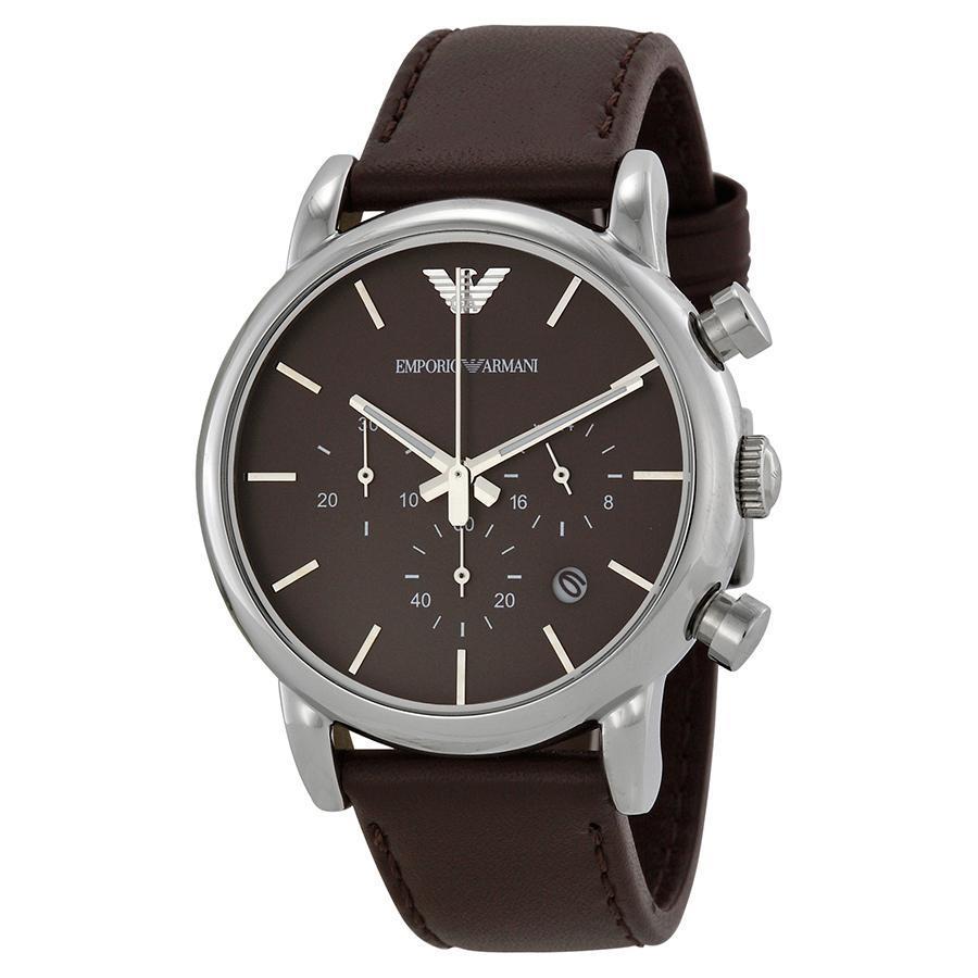 Emporio Armani Classic Chronograph Brown Dial Brown Leather Strap Watch For Men - AR1734 Buy Now By Emporio Armani