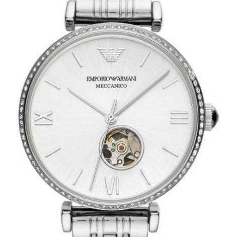 Emporio Armani Gianni T-Bar Automatic Silver Dial Silver Steel Strap Watch For Women - AR60022 Buy Now By Emporio Armani