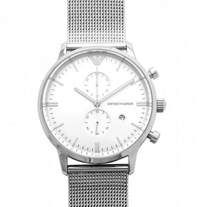 Emporio Armani Classic Chronograph Quartz Silver Dial Silver Mesh Bracelet Watch For Men - AR0390 Buy Now By Emporio Armani