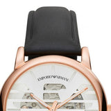 Emporio Armani Meccanico Skeleton Silver Dial Black Leather Strap Watch For Men - AR60031 Buy Now By Emporio Armani