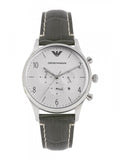 Emporio Armani Classic Chronograph Silver Dial Grey Leather Strap Watch For Men - AR1861 Buy Now By Emporio Armani