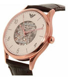 Emporio Armani Meccanico White Skeleton Dial Black Leather Strap Watch For Men - AR1924 Buy Now By Emporio Armani