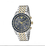 Emporio Armani Tazio Chronograph Blue Dial Gold & Silver Stainless Steel Strap Watch For Men - AR8030 Buy Now By Emporio Armani
